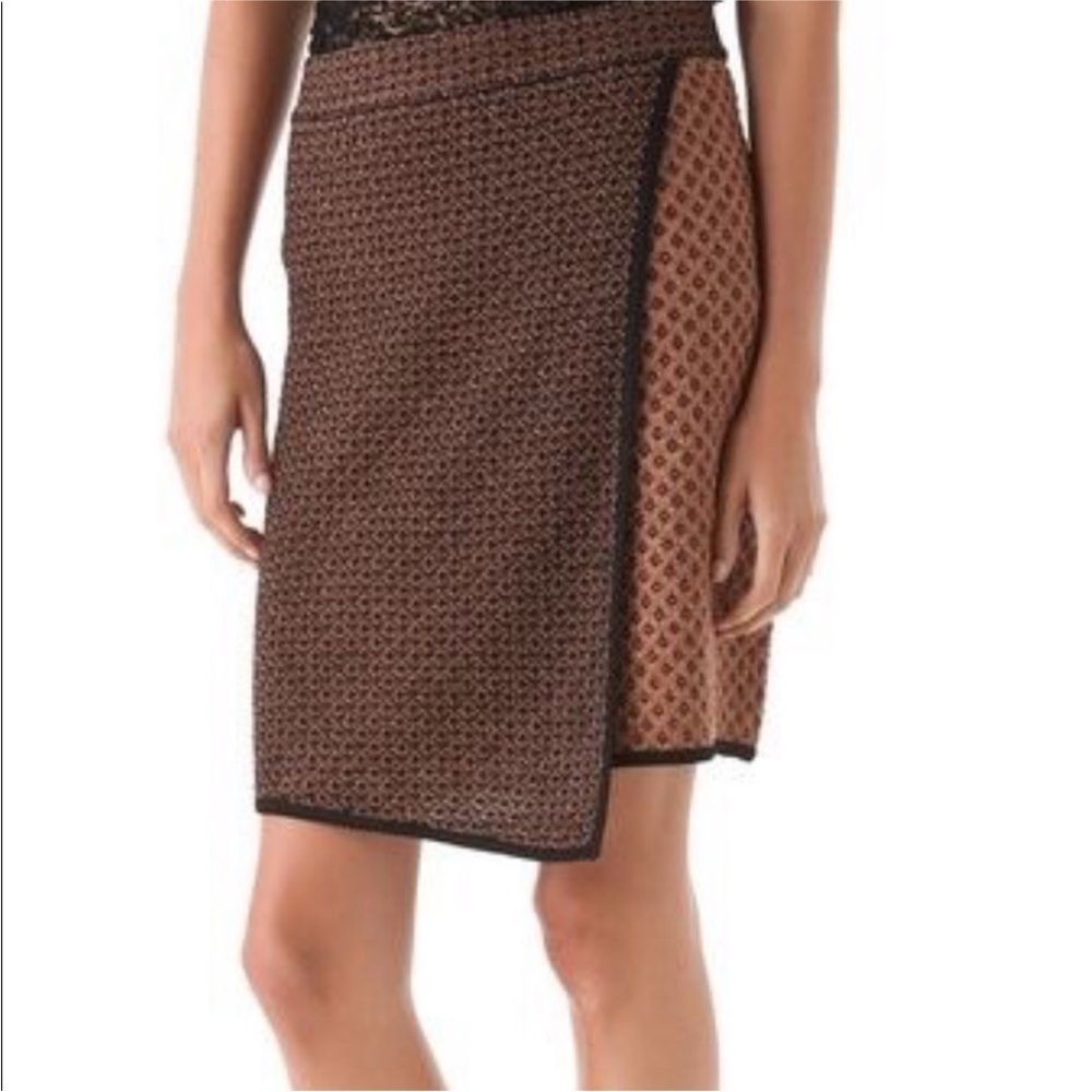 rag & bone Copper Metallic Knit Faux Wrap Pencil Skirt Medium Holiday Party Glam